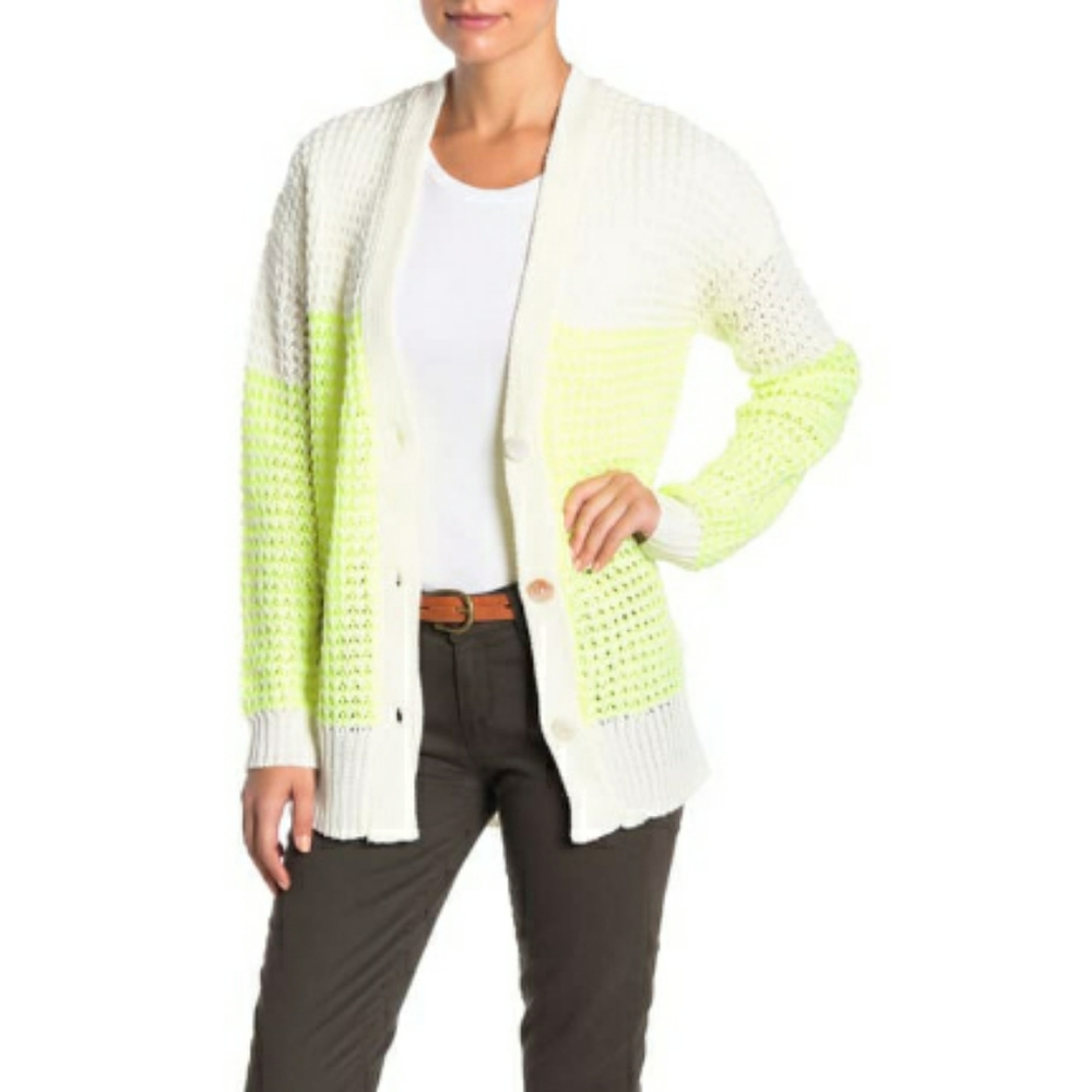 NEW Lush Neon Colorblock Sweater Cardigan